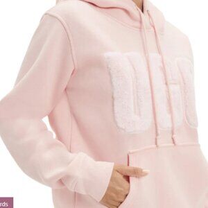NWT Ugg Women's Rey Fuzzy Logo Pink Winter Autumn Hoodie Size S